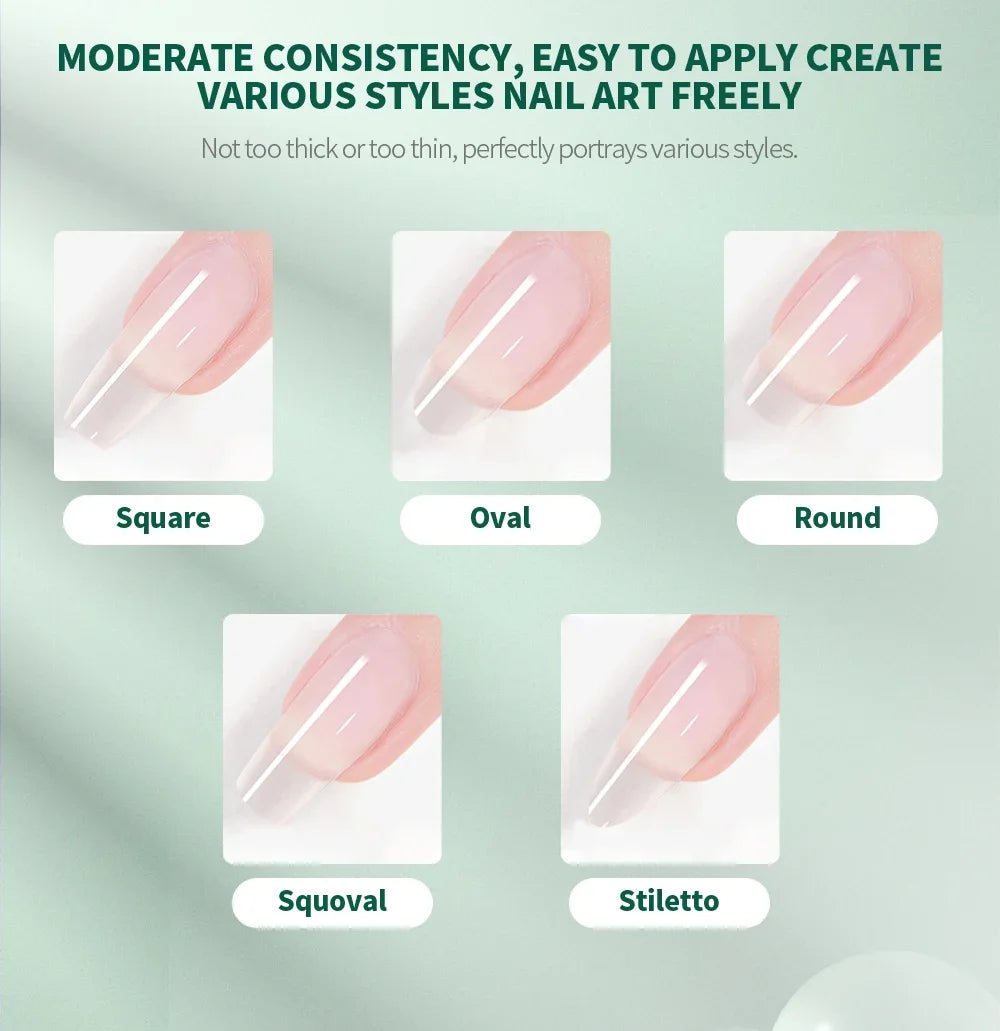 NAILPOP Builder Nail Gel Set 3 Basic Colors Nail Extension Kit Clear Nude Pink Strengthen Gel with Brush 100Pcs Nail Forms DIY
