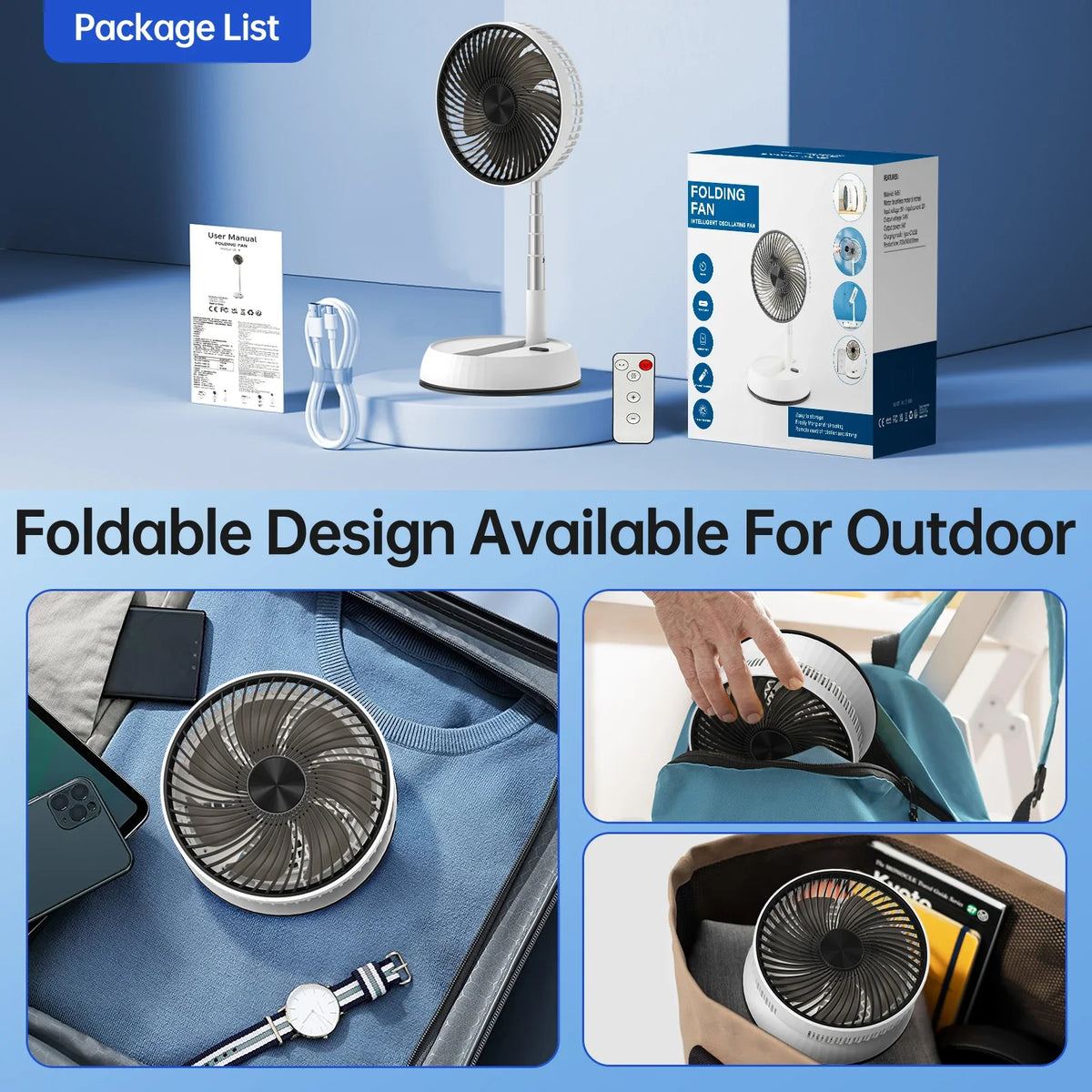 2026 NEW  Outdoor Portable Silent Remote Control Desktop Vertical Automatic Shaking Fan Aluminum Alloy Telescopic Timed Home Fan