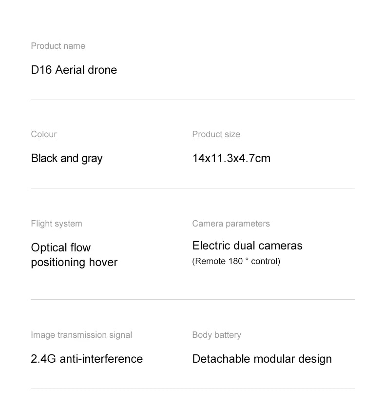 D16 Mini RC Quadcopter Drone Wide Angl 1080P HD Dual Camera 5G WIFI FPV UAV Obstacle Avoidance Optical Flow Perfect  Outdoor Toy