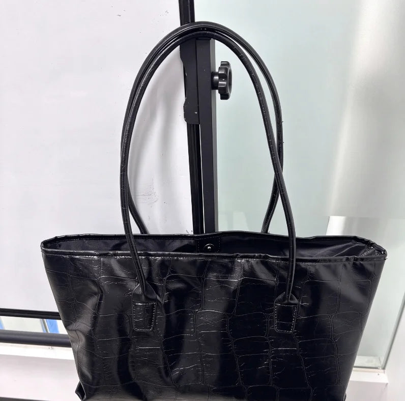 Luxury Vintage Crocodile-embossed Tote,women's Large-capacity Shoulder Handheld Bag,stylish Minimalist Casual Commuter Tote Bags