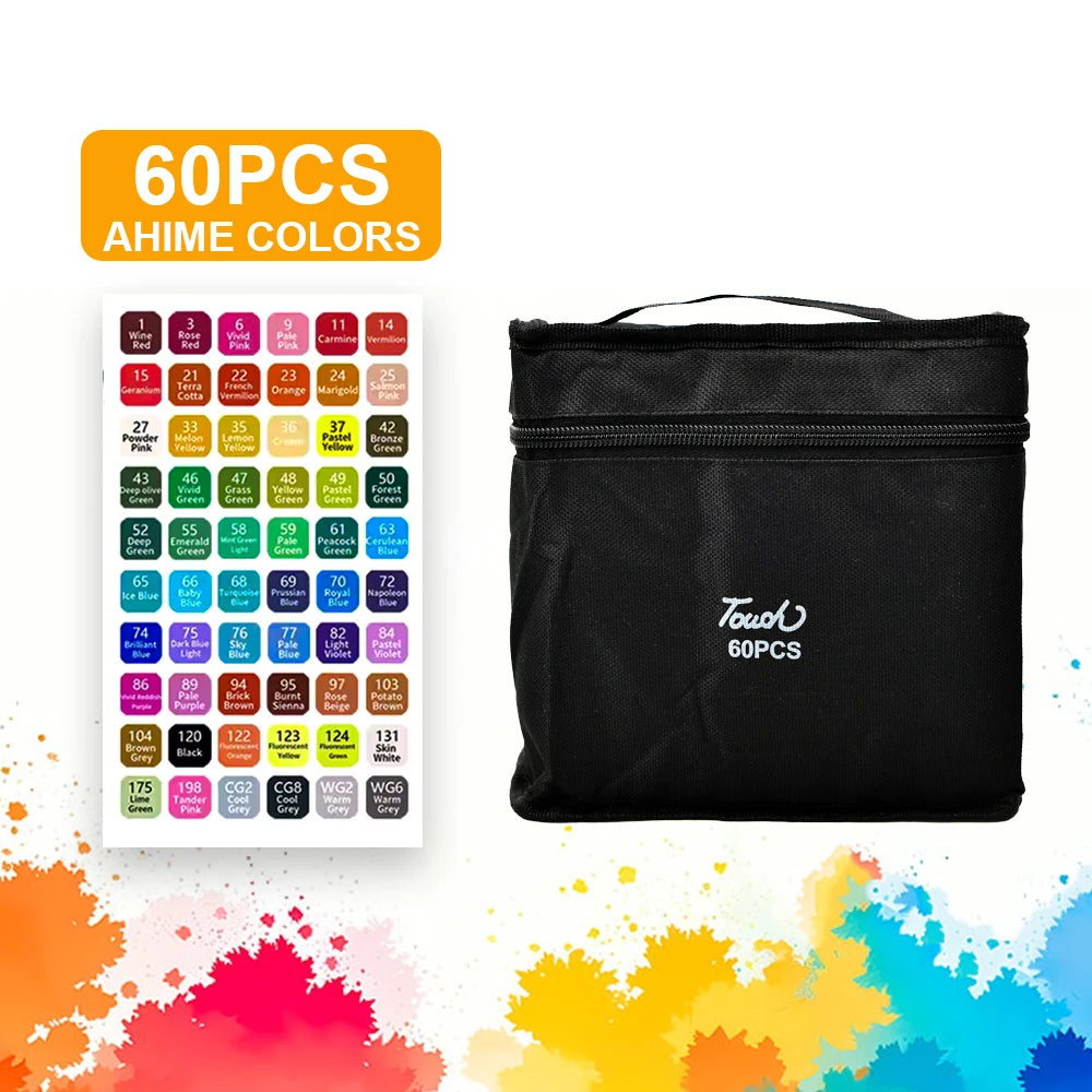 24/36/60/80/120/168 Colors Double Headed Oily Art Marker Pen Set for Draw Sketching ,Manga Illustration And Artistic Drawing