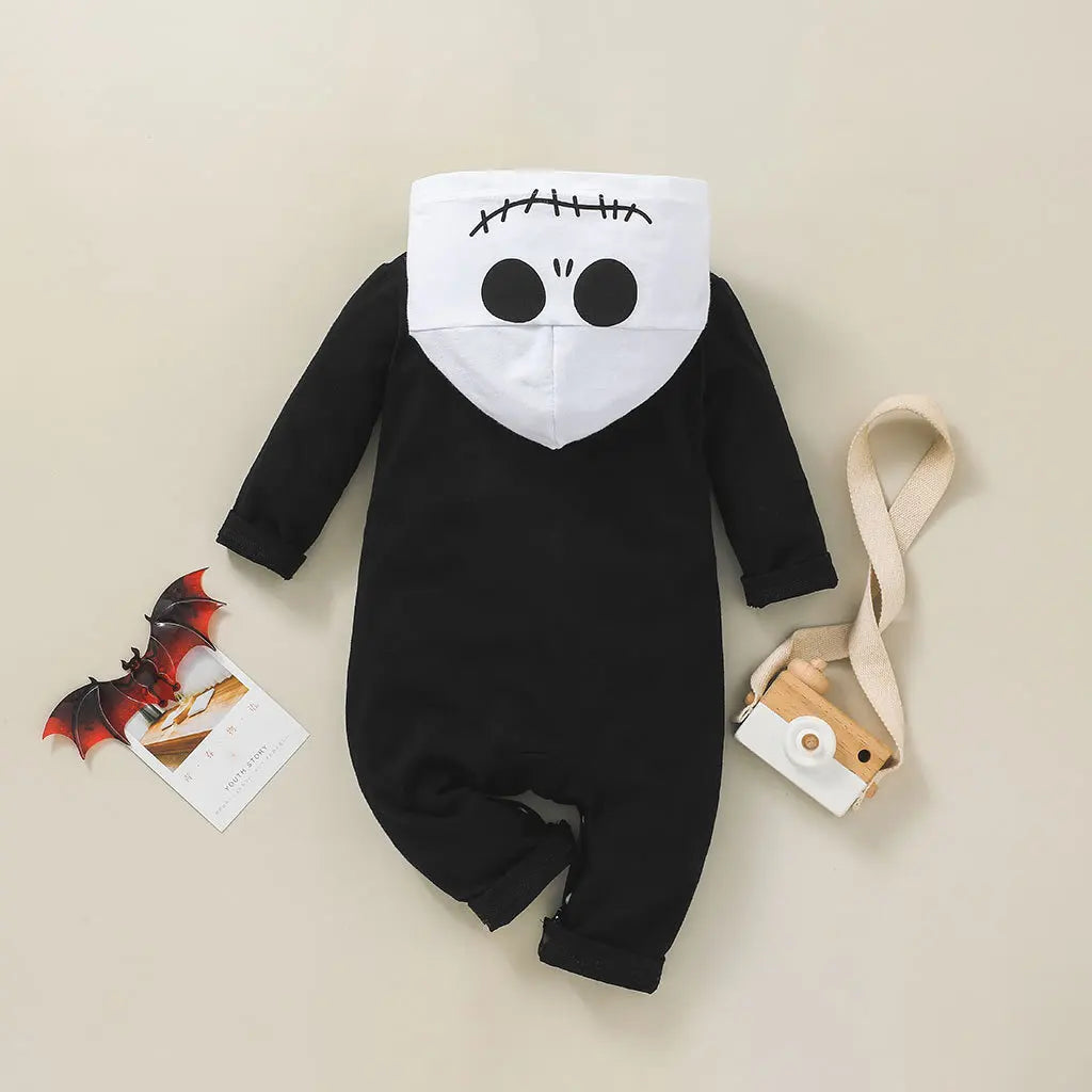 Little Baby Boys Gothic Pumpkin Skeleton Cosplay Jumpsuit Romper Kids Halloween Party Fancy Costume Outfit