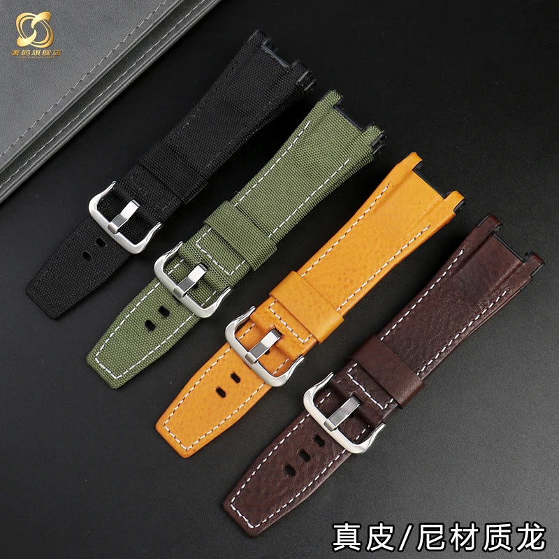for Casio GST-S130/S110/S120/W130l/B100/W300 Strap Belt Genuine Leather Nylon Men's Watch Band Replacement bracelet Accessories