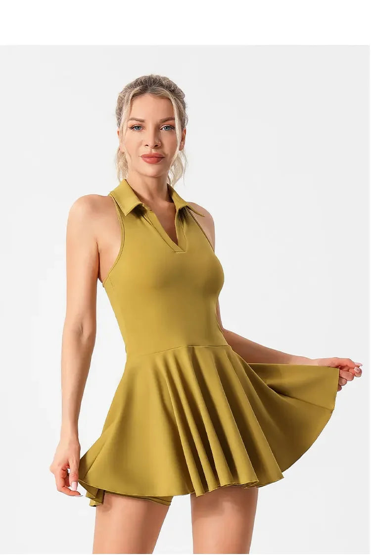 Tennis Skirt Women Golf Skirt Dress with Pockets Quick Dry Soft Nylon Fitness Tenis Shorts 2 Piece Tennis Yoga Suits Women Mujer