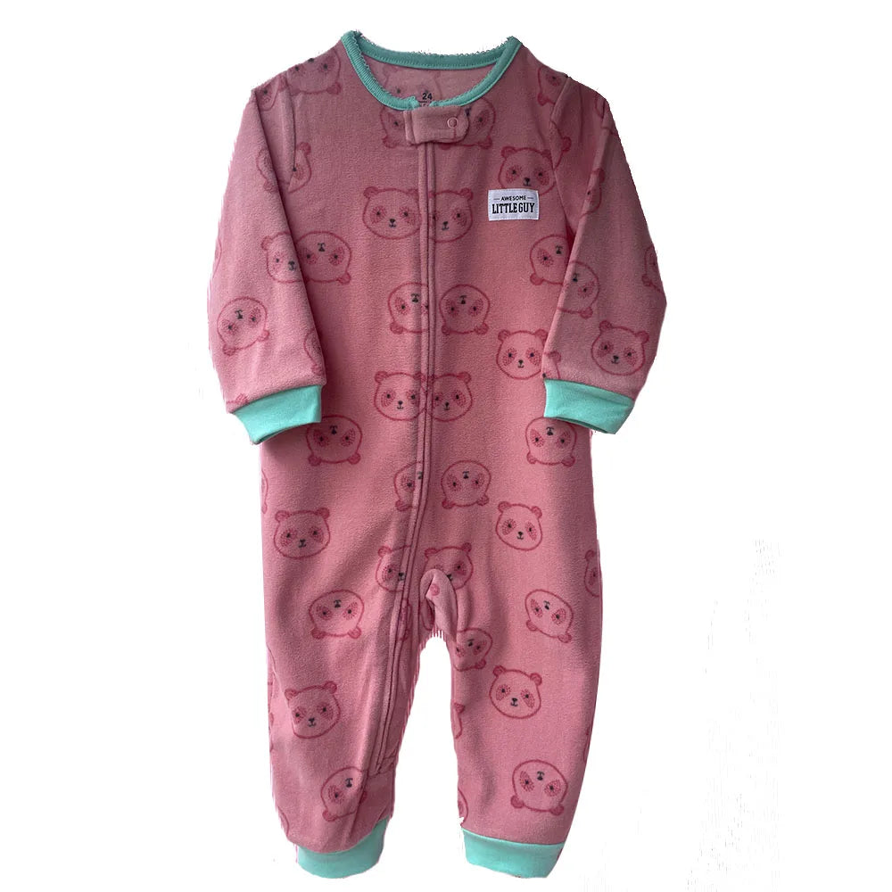 24M Toddler Baby Clothes Romper Children Fleece Outdoor Clothing Winter Warm Climbing Jumpsuit Zipper One-piece Coverall Pajamas