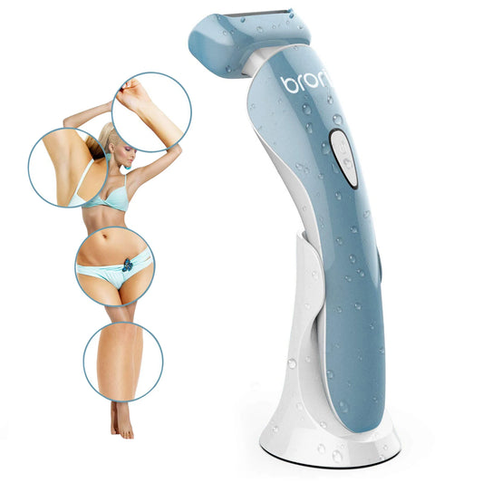 Brori Electric Razor Bikini Trimmer - Women's Body Hair Removal Epilator Washable Tool for Legs Underarms Hair Removal IPX7