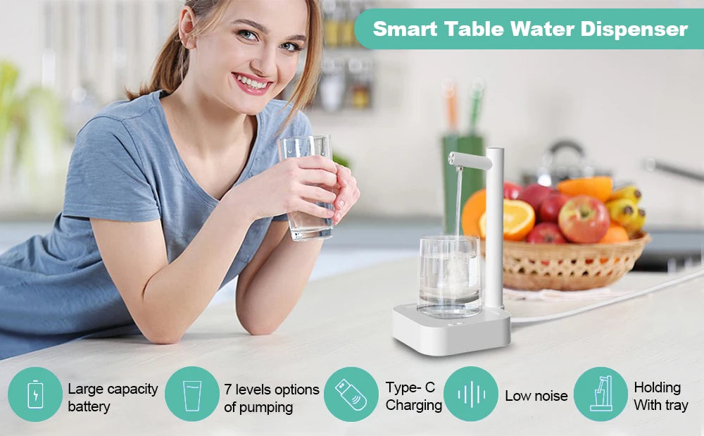 Electric Water Gallon Pump Automatic Water Dispenser Pump 19 Liters Desktop Portable Water Pump Bottle Barrel T30 Rechargeable