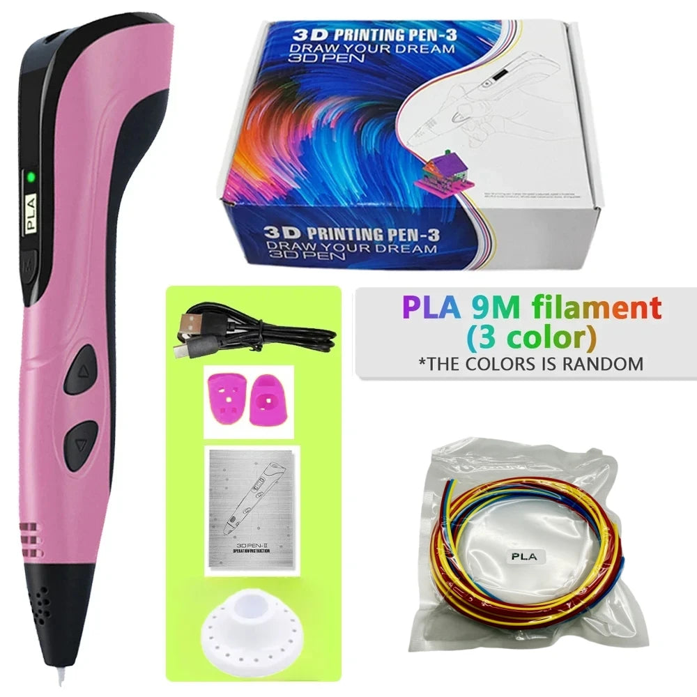 New 3D Printing Pen, Suitable 3D Pen Set for Children, PLA Filament, Children's Birthday or Christmas Gift