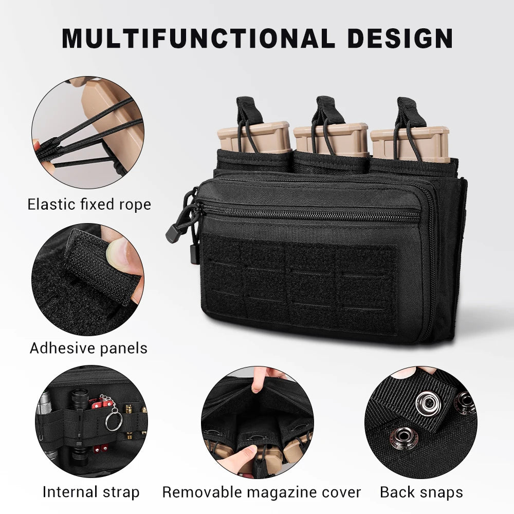 Molle Magazine Pouch Triple Mag Bag Rifle Mag Admin Pouch EDC Bag Universal Cartridge Holder Hunting Bag for M4 M14 M16 AK AR