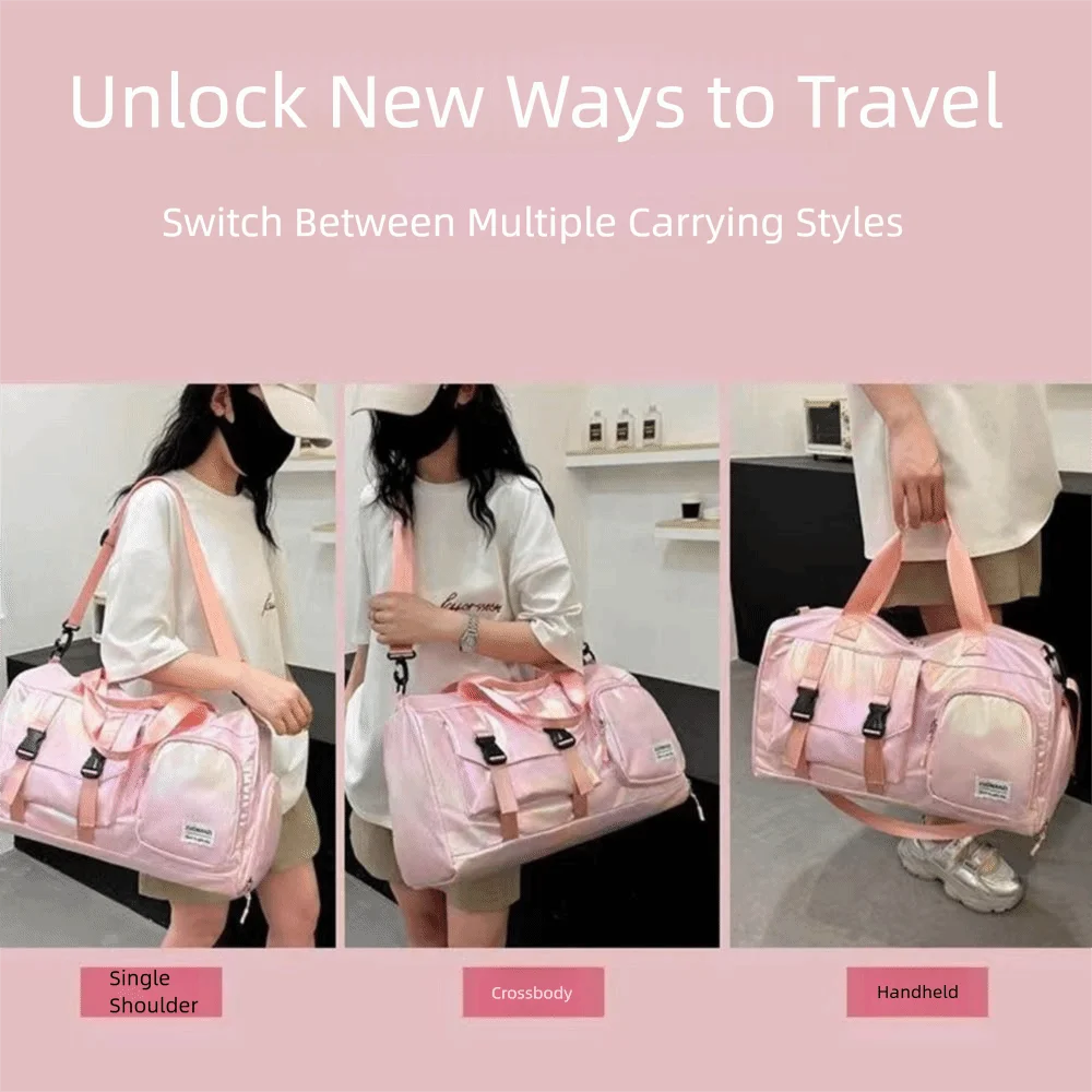 Pearl Glossy Gym Bag Wet Dry Separation Large Capacity Travel Luggage Bag Carry-On Waterproof Weekender Gym Tote Sports