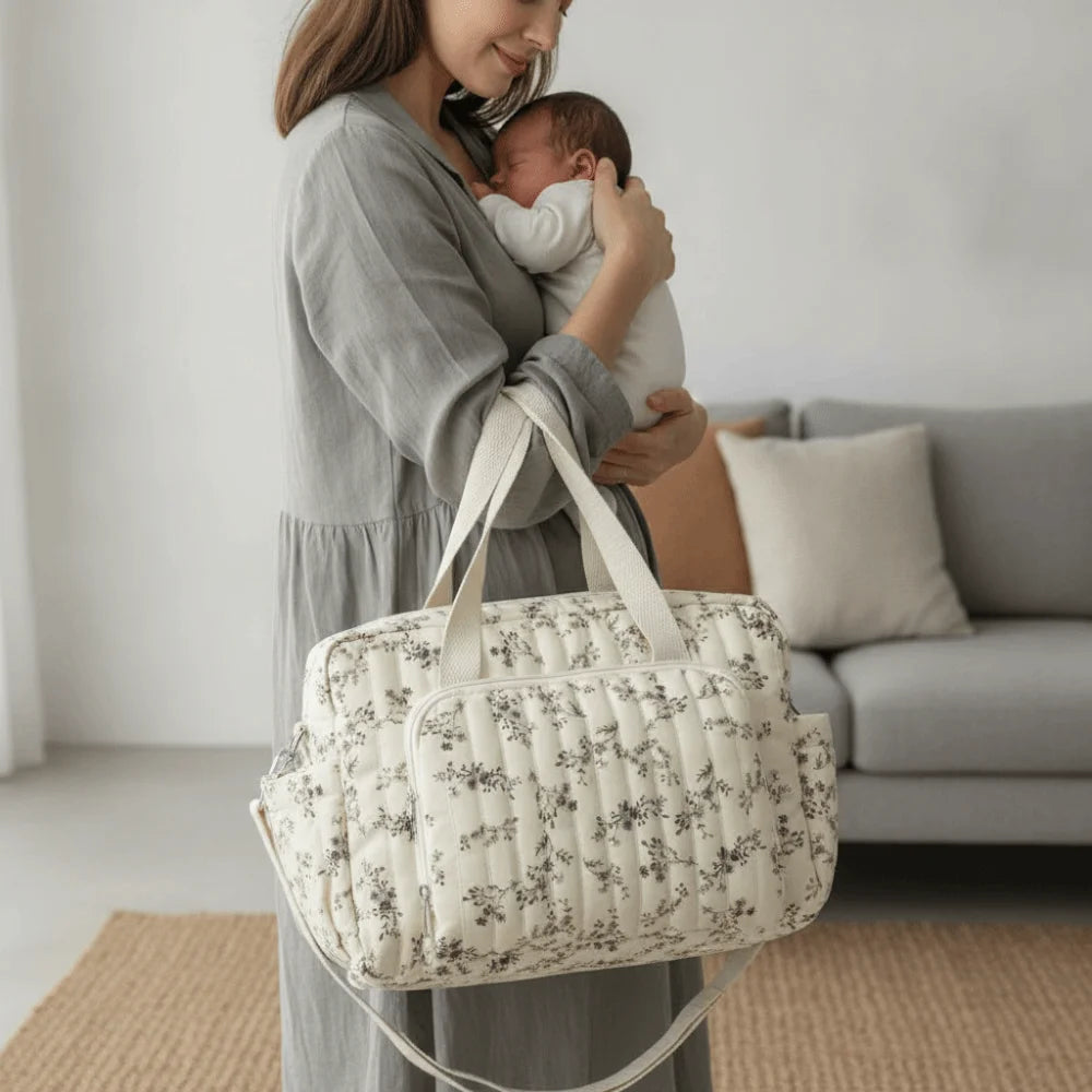Cartoon Diaper Organizer Lightweight Large Capacity Mommy Shoulder Bag Soft-touch Foldable Stroller Hanging Pack Hospital Stay