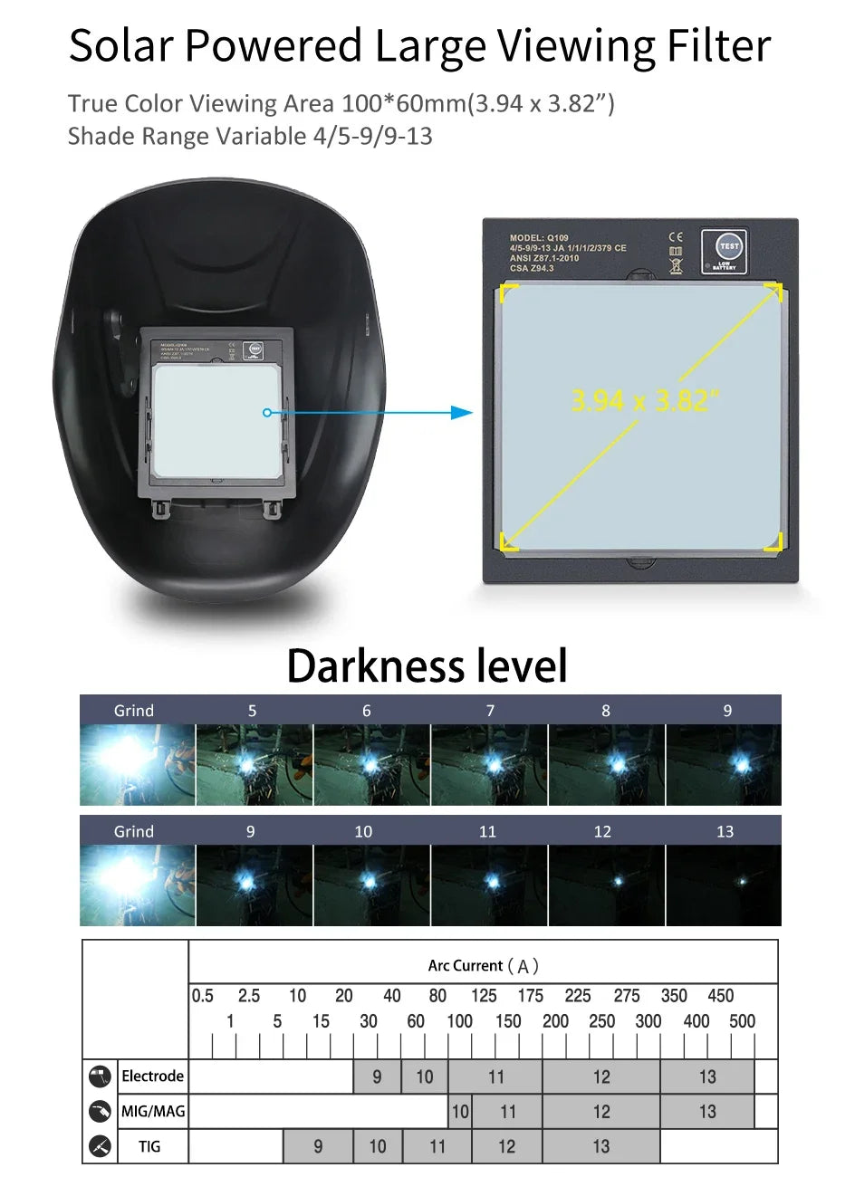 Big View Filter Welding Helmet Mask Goggles 1112 Welder Cap Large Windows 1/30000s Auto Darkening Welding Helmet mascara soldar