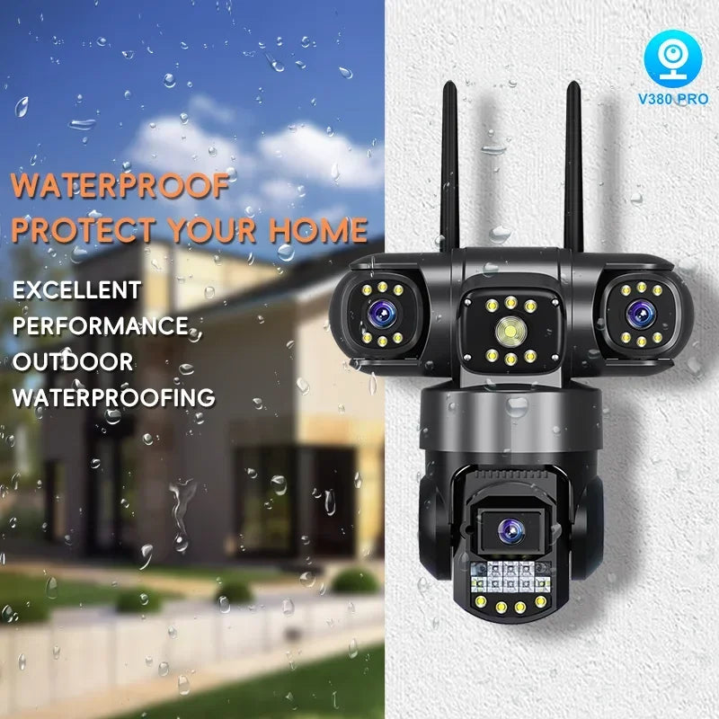 15MP Wifi Security Monitor Cameras PTZ Outdoor Waterproof Three Lens Three Screens Camera 10X Zoom Human Detection Wireless Cam