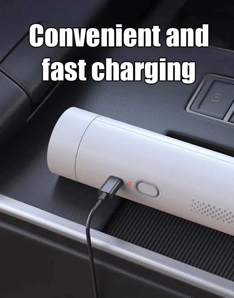 Handheld Cordless Car Vacuum Cleaner Strong Suction Power USB Rechargeable Hair Remover and Dust Collector for Home/Car Use