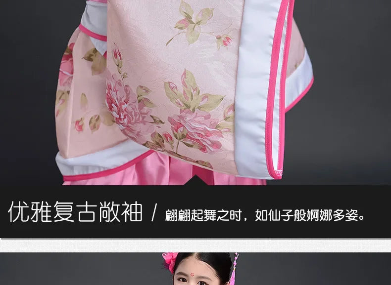Halloween Cosplay Kids Set Dance Performance Dress for Girls Show Disfraz Child Hanfu Dress Costume Chinese Traditional Clothes