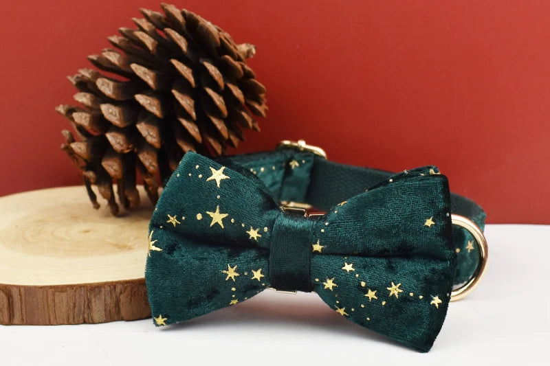 Luxury Personalized Dog Collar  Leash set custom，custom Logo detachable dog bow tie collar designer dog collar and leash set