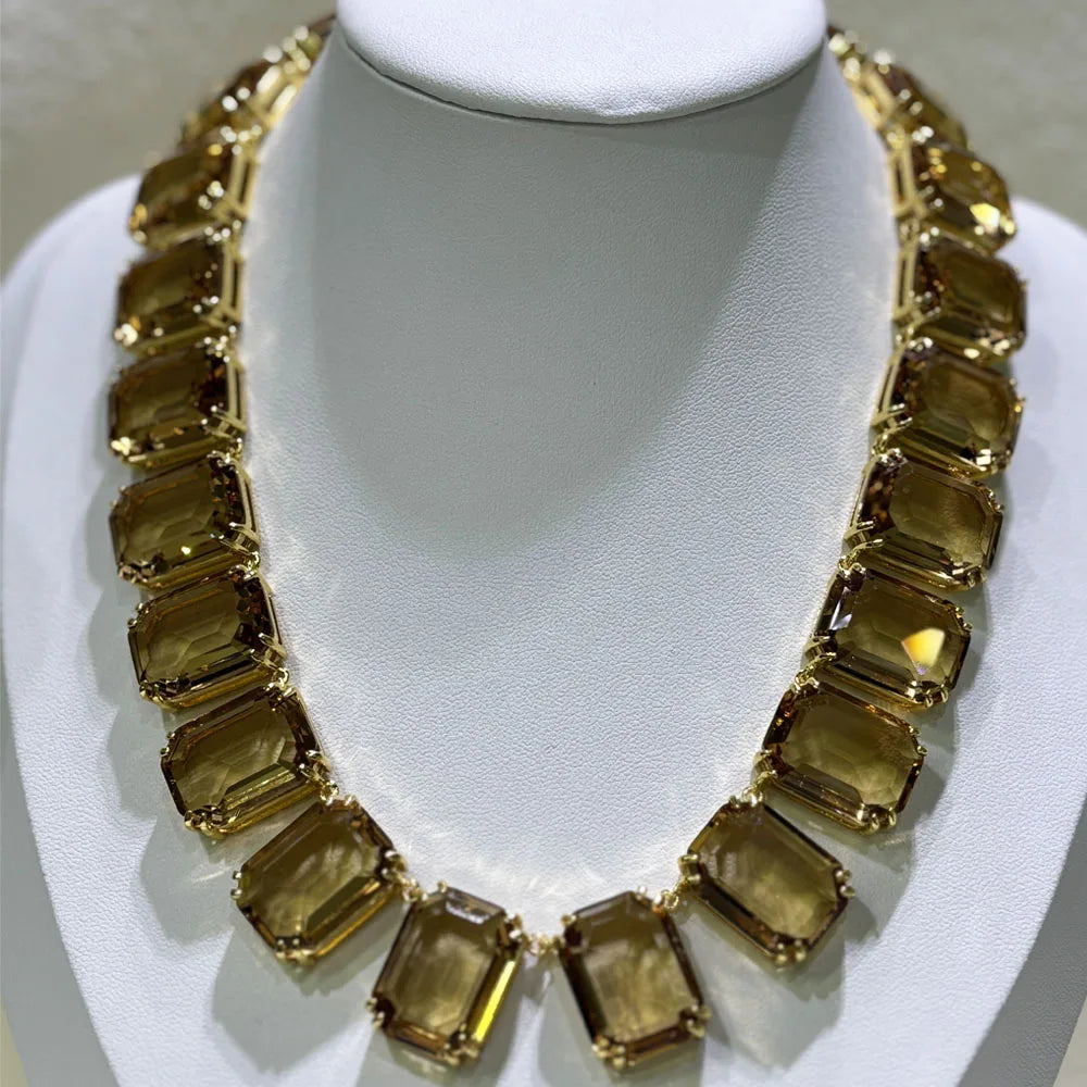 Original Charms 2025 New Fine Jewelry Set Women Gold Geometric Zircon Crystal Necklace Bracelet Earrings Romantic Gift