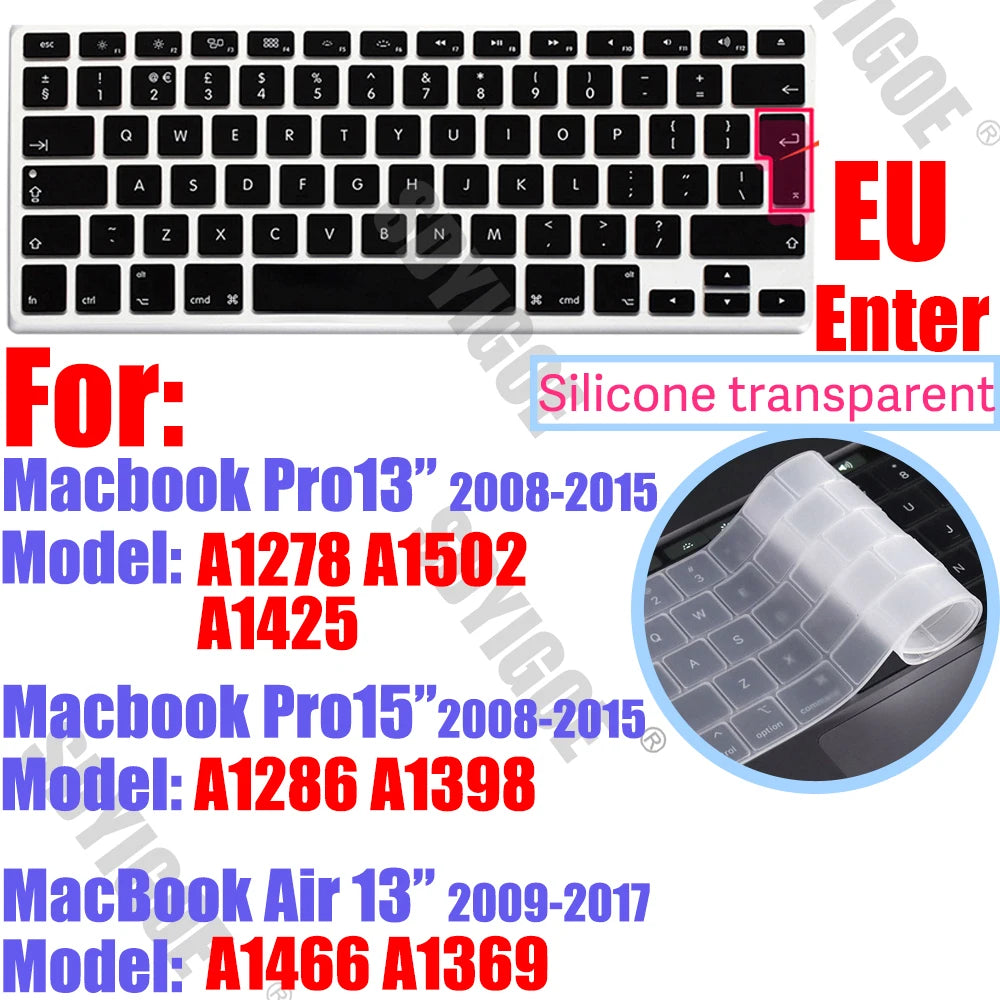 Silicone Keyboard Cover Skin for all models MacBook Air/Pro13“14”15“16” M1 M2 M3 Chip Model A2918 A2991 A2338 A2337 A2681 US&EU