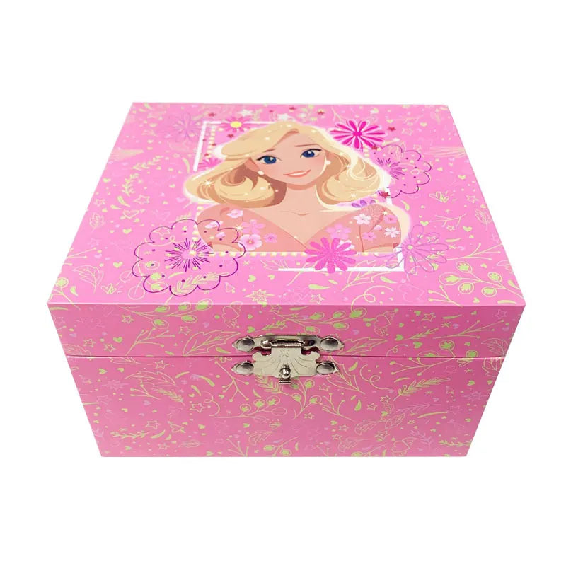 Music Jewelry Storage Box Glitter Powder Pink Princess Little Girl Gift Ring/Necklace/Bracelet/Earring Storage Desk Organizer