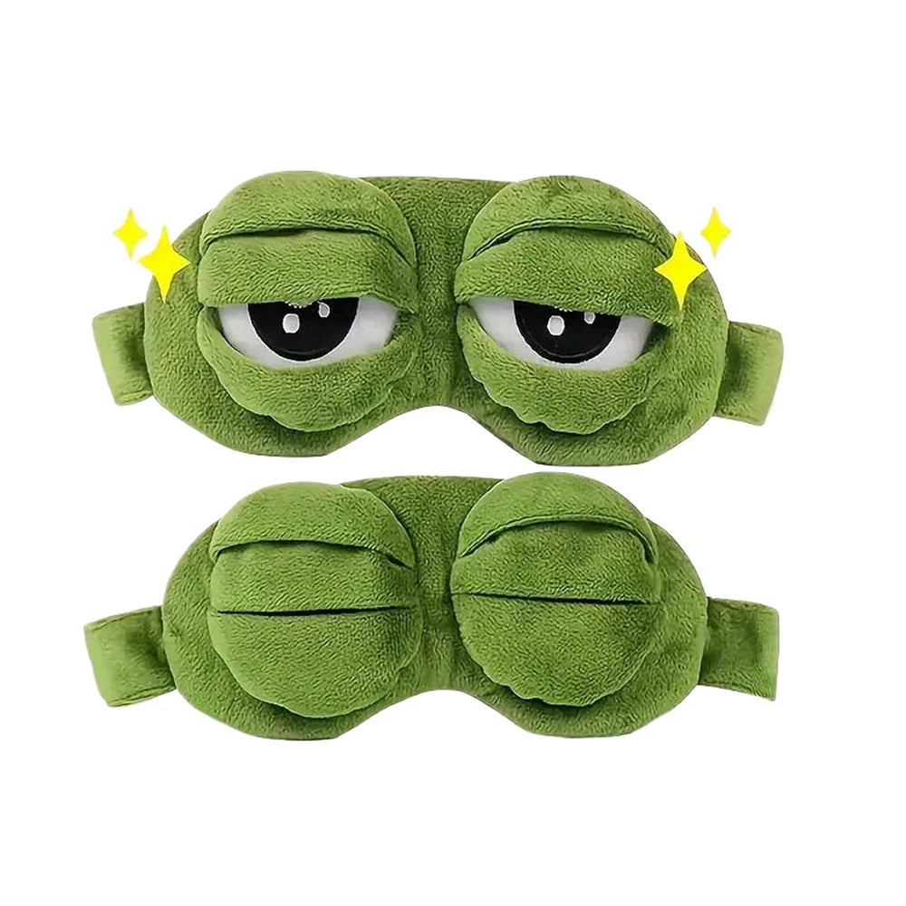 3D Sad Frog Sleep Eye Mask Travel Sleeping Eyeshade Cover Shade Eye Patch For Women Men Soft Portable Blindfold Naptime Eyepatch