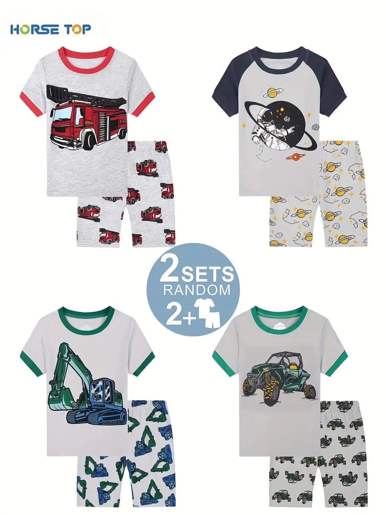 Random Set of 2 Toddler Pajamas for boy 2-Piece PJs Cotton Pyjama Sets Sleepwear 2-9Y