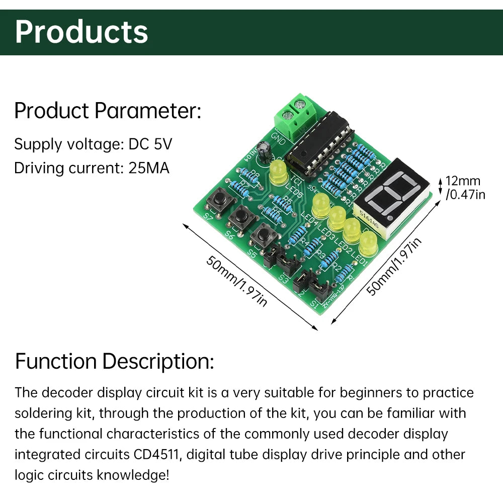 DC 5V DIY Electronics Training Kit Decoding Display for Manufacturing Experiment And Welding Teaching Parts