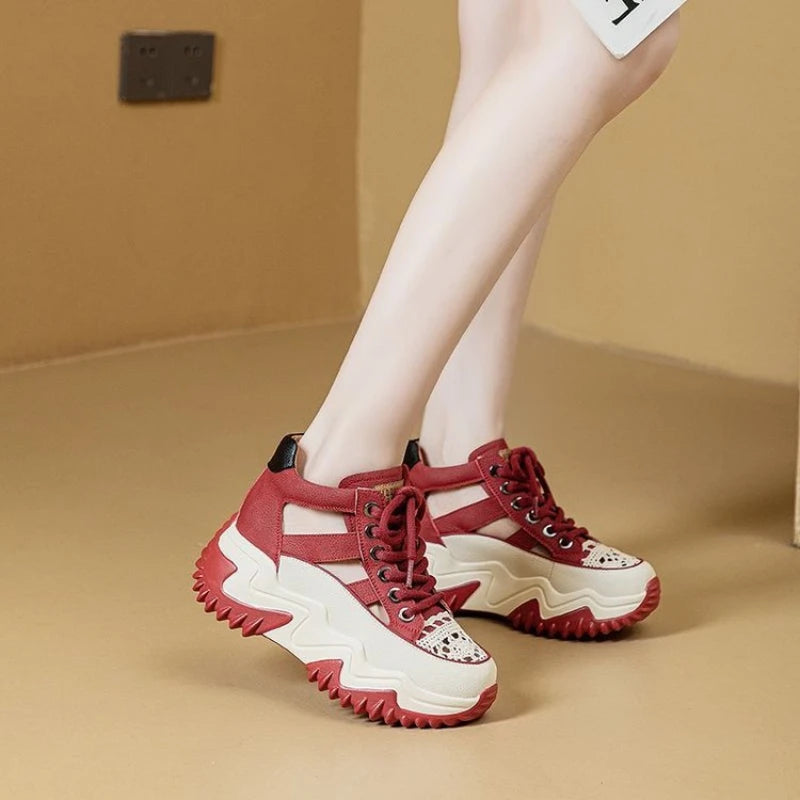 2024 New Sandals Fashion  Mesh Shoe Women Sport  Hollow Out Casual Round Toe Wedge Women Shoes Roman Retro