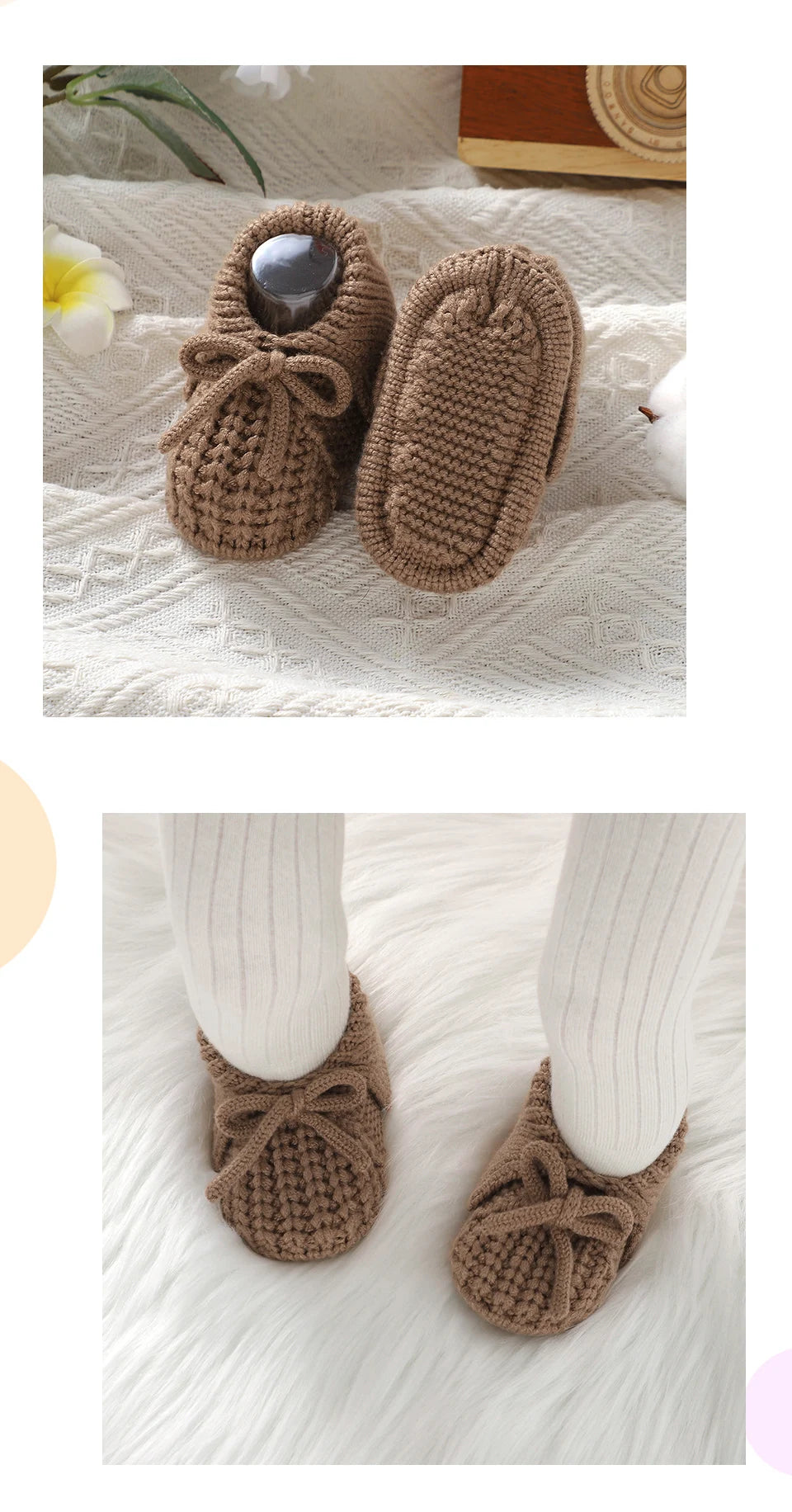 Baby First Walkers Shoes Cute Bowknot Hand Knitted Newborn Boys Girls Prewalkers 0-12m Infant Kids Soft Soled Footwear Anti-Slip