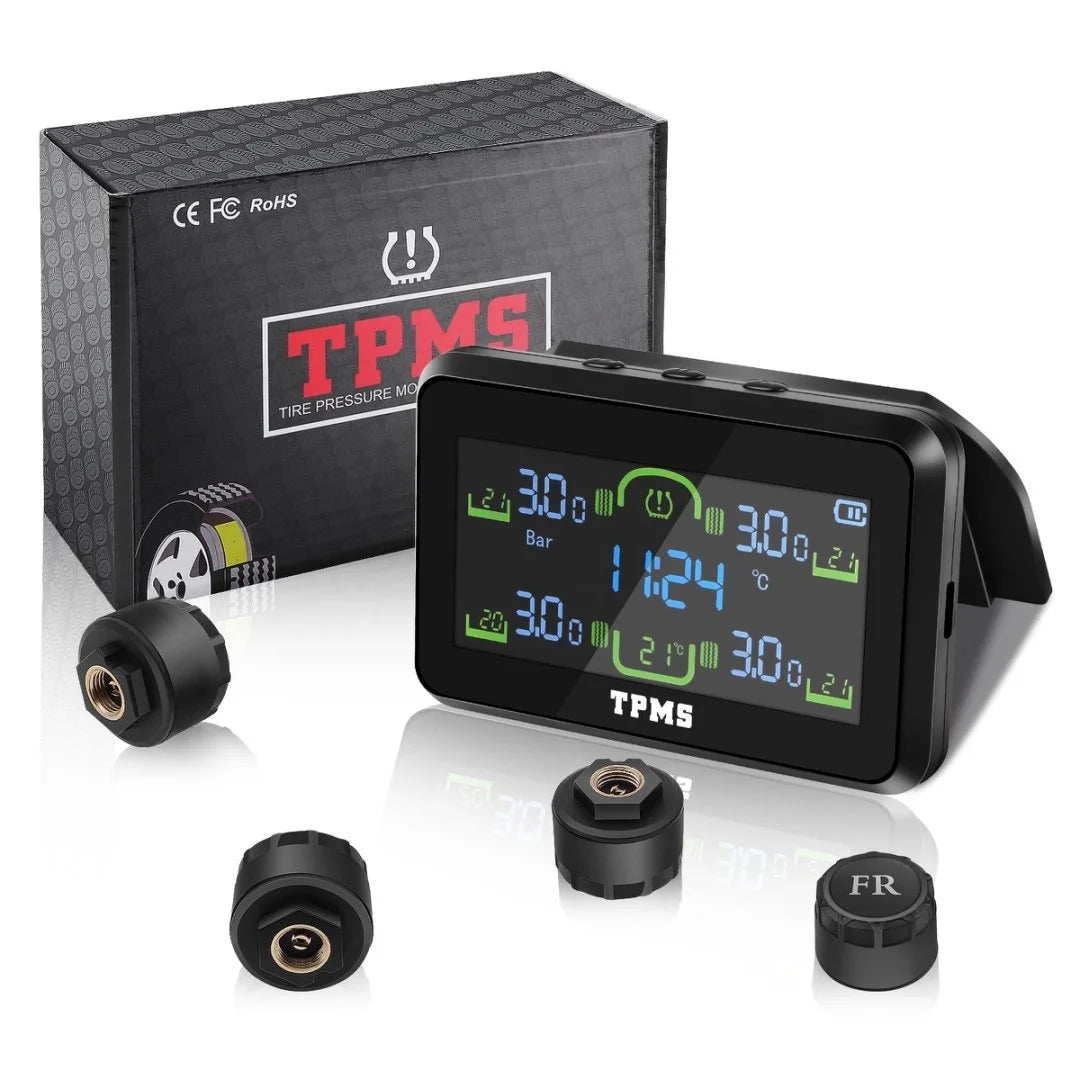 Car Tire Pressure Monitoring System Solar TPMS Sensors Security Alarm LCD Display Tyre Pressure Monitor Temperature Warning
