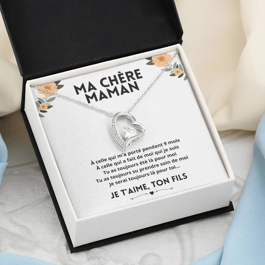 French To My Mom Mother Gift Necklaces From Daughter Timeless Love Pendant Necklace Fashion Women Birthday Silver Color With Box