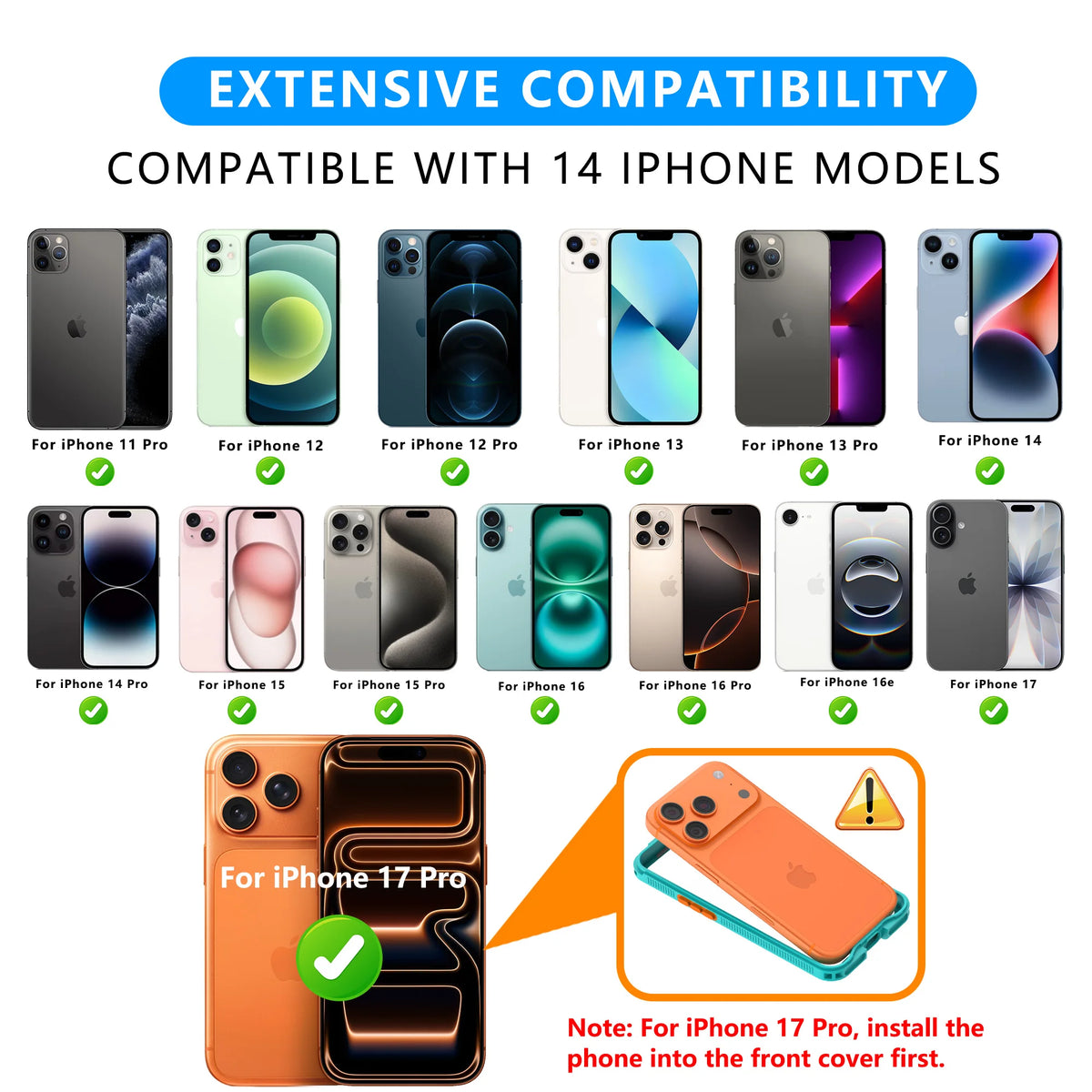 IP68 Waterproof Phone Case for iPhone 6.1/6.7 inch Series, with Floating Ring, Touchable, Suitable for iPhone 17/16/15/14/13/12