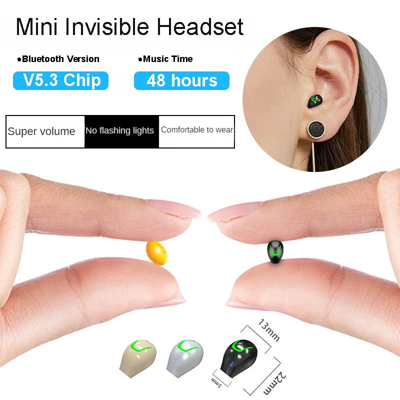 Mini Invisible Headset Bluetooth 5.3 in-ear Earphone TWS Wireless Headphone Noise Reduction HiFi Earbuds for XIAOMI iPhone