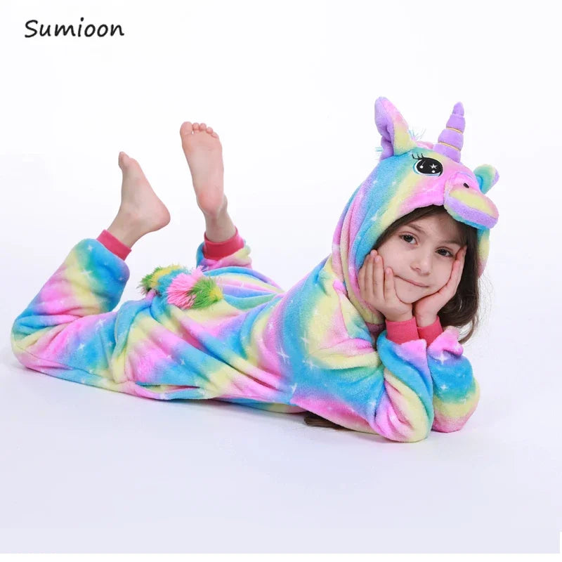 Dinosaur Cosplay Children's Costume Cute Kids Sleepwear Flannel Animal Onesies Boys Girls Pajamas Christmas Party Jumpsuit