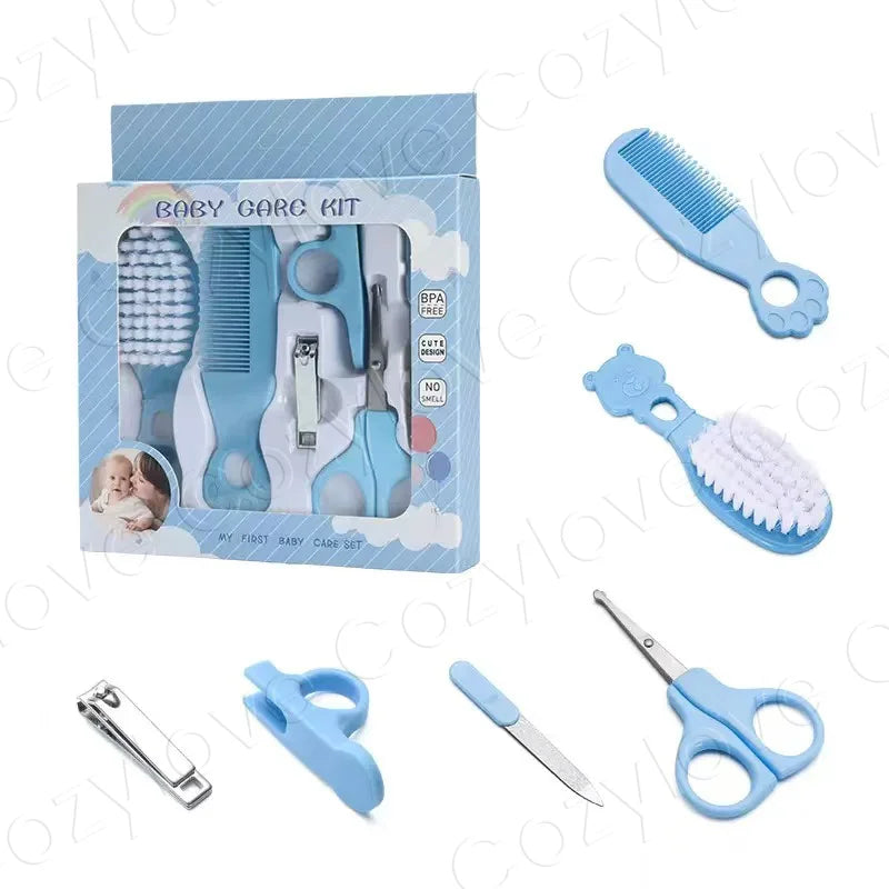5 In 1 Baby Grooming Care Set, BPA Free Newborn Hair Brush Comb Nail Clipper Scissor File Kit, 5 Pastel Colors