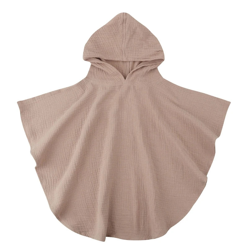 Pure Cotton Baby Towel Solid Color Muslin Baby Hooded Bath Towel Kids Newborn Swim Beach Bathrobe Quick Dry Facecloth Baby Stuff