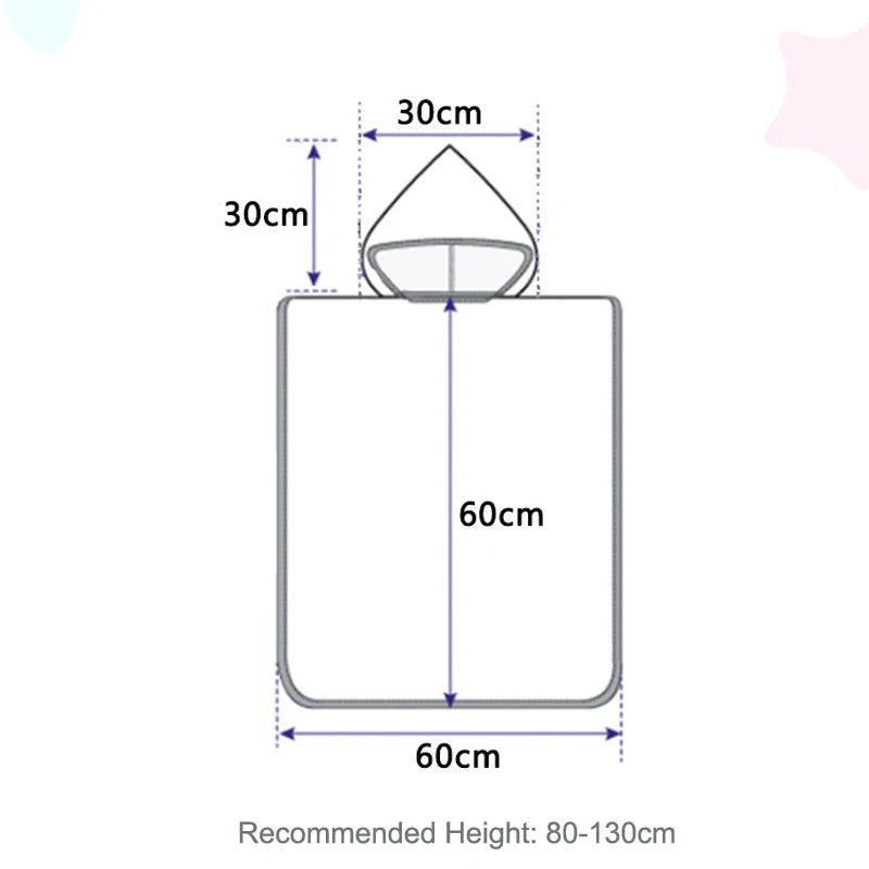 60-120cm Kids Hooded Bath Beach Poncho Towels Baby Quick Dry Bathrobe Child Cartoon Cloak Poncho Towels Microfiber Swim Cover-up