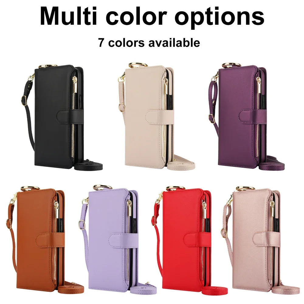 Crossbody Wallet Phone Case For Samsung Galaxy S23 S21 FE S24 S22 Plus S25 Ultra A13 A14 A15 A52 A52S A53 A54 A55 A72 A73 5G