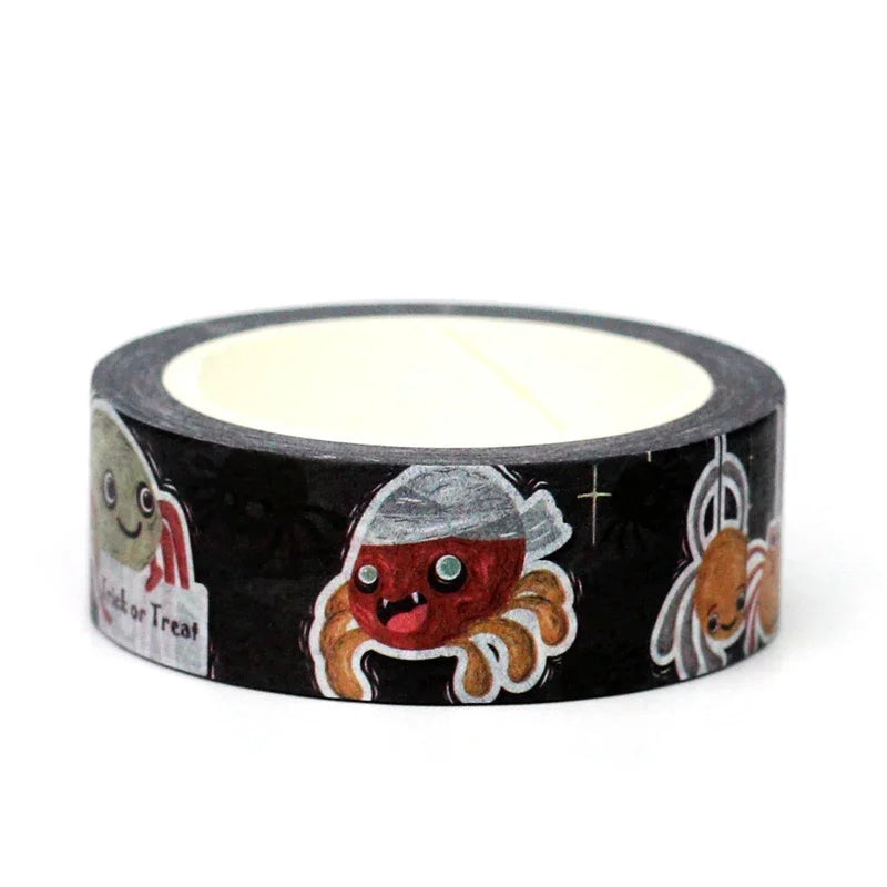 1pc 10M Deco Bat Rose Skull Black Cat Haunted House Halloween Masking Washi Tape Set for Scrapbooking Cute Journal Stationery
