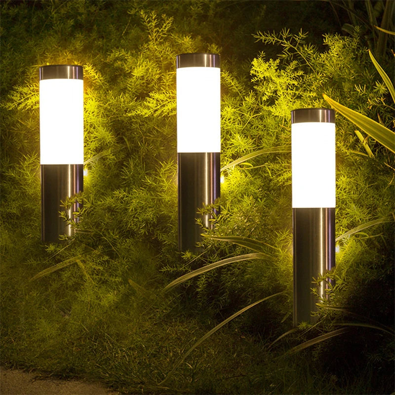 Solar Garden Light Solar Stainless Steel Garden Path Light Outdoor Landscape Light Gate Column Patio Yard Driveway Lawn Light
