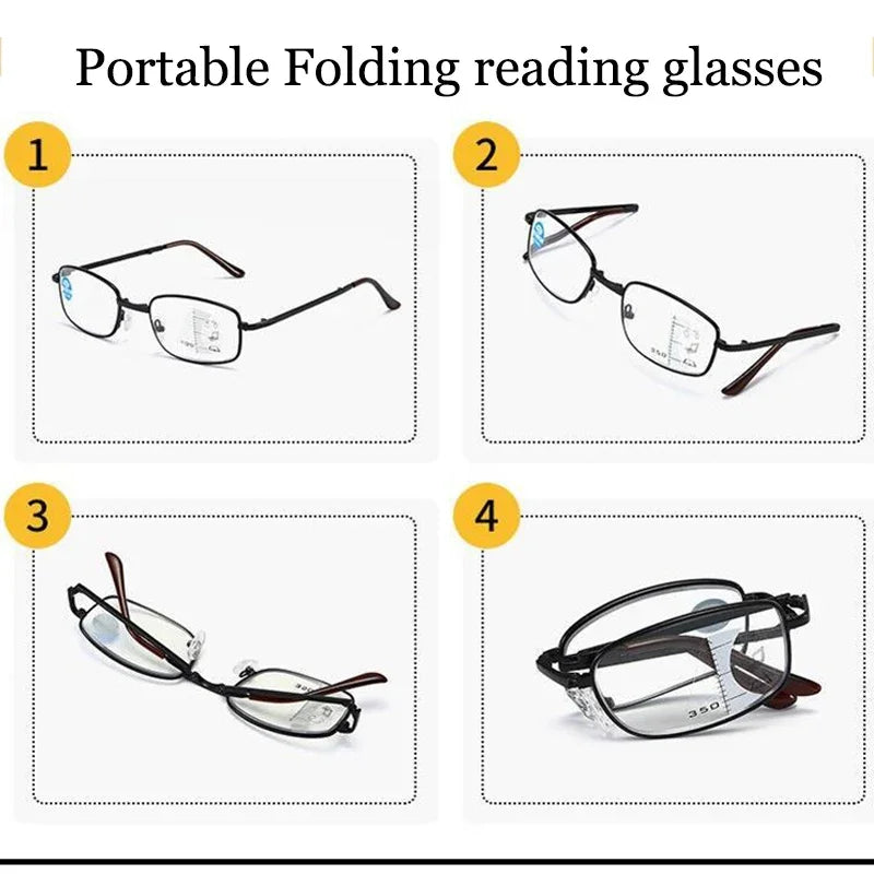Intelligent Anti Blue Light Hyperopia Eyewear Photochromic Folding Presbyopic Glasses Progressive MultiFocus Reading Eyeglasses