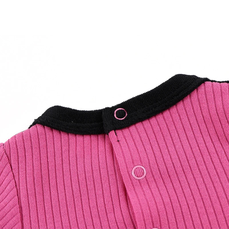 Baby Romper Footies Black Velour Back Ribbed Kids Clothes Long Sleeves Ribbed Overalls Baby Boy and Girls Clothes Winter Romper