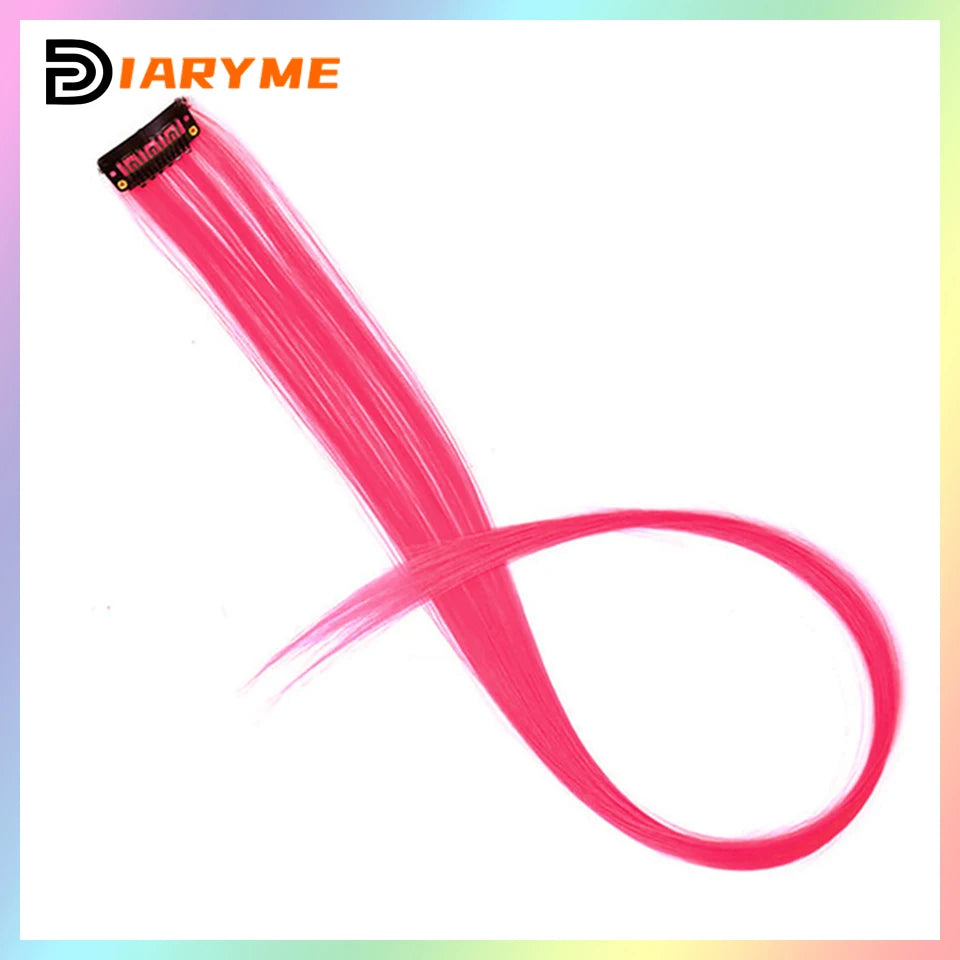 Colorful Hair Extensions Curly One Clip in Synthetic Long Hairpiece For Girls Women Kid Multi-colors Party Highlights Wig Piece