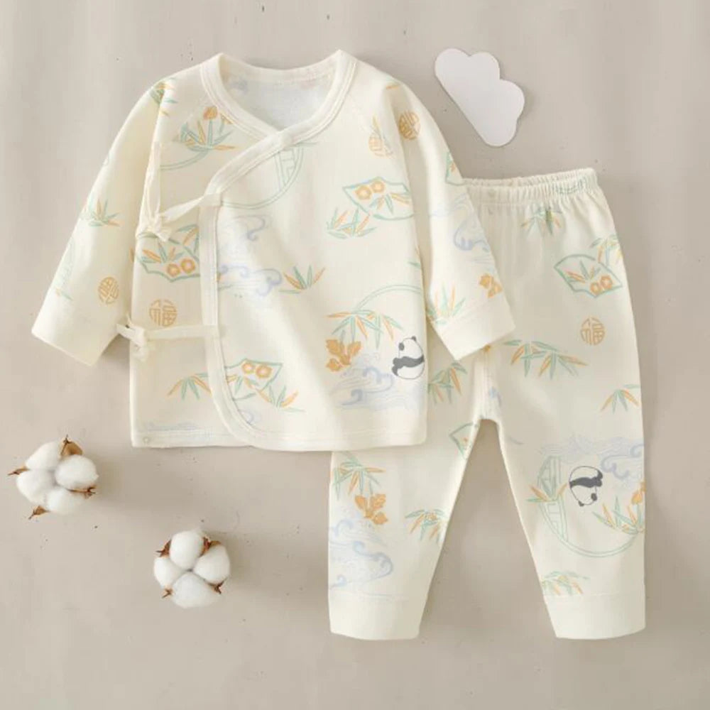 Hospital Newborn Set 100% Cotton Long Sleeve Tops Pants Two Pieces Spring Autumn Unisex Baby Outfits For Boys Girls 0 6 Months