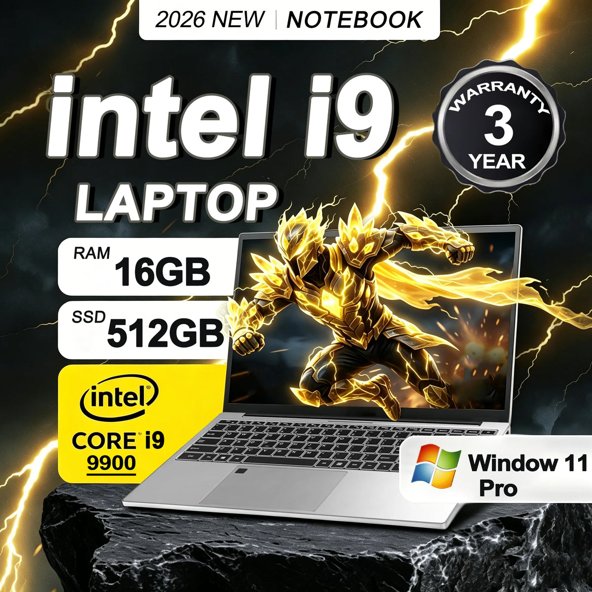15.6' Windows 11 Pro Laptops Intel Core I9-9900 16GB RAM 1TB SSD Office Gamer Study Notebook Computer PC