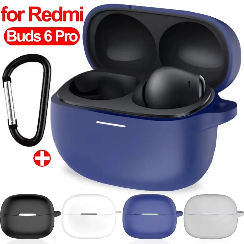Soft Silicone Protective Case Anti-Scratch with Hook Protector Shockproof Cover Shell for Redmi Buds 6 Pro Headphone Accessories