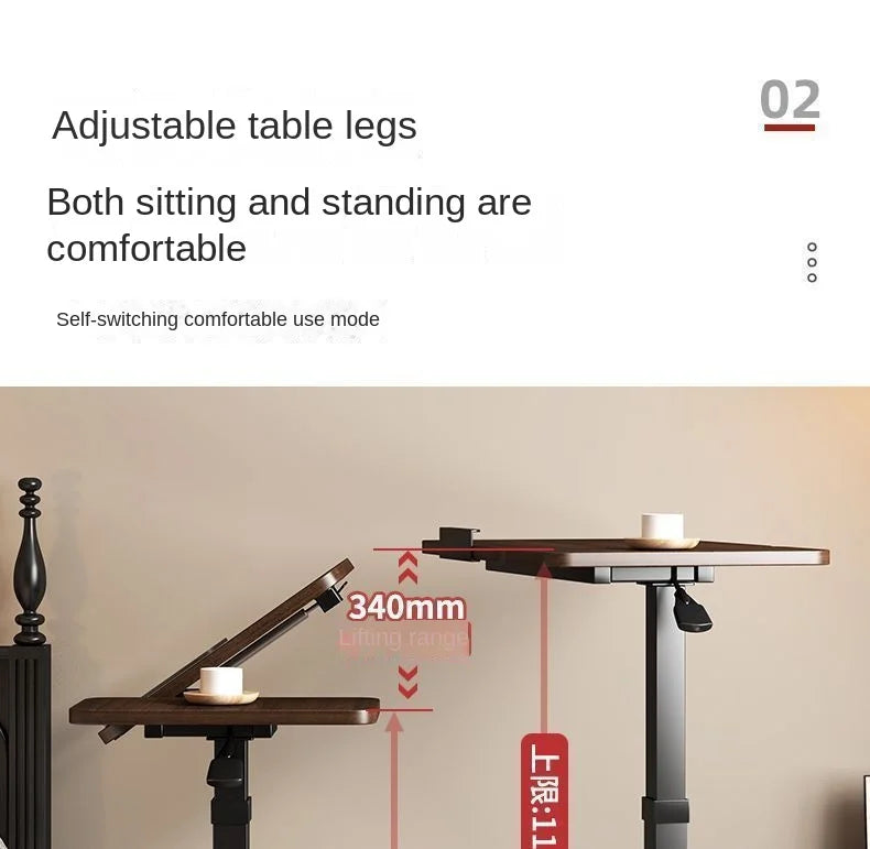 Folding bedside table pneumatic lift table mobile study table computer table office desk lazy dining table