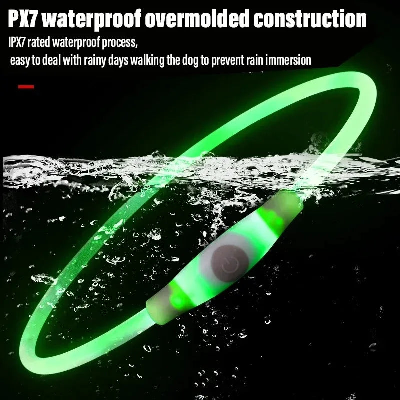 2PCS LED Dog Collar Light - Type-C Charging Waterproof Glow Necklace, Reflective Anti-Lost Safety Collar for Night Walking
