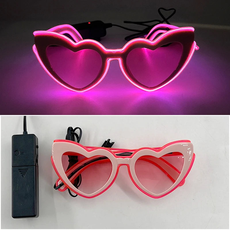 LED Just Married Glasses Wedding Bride To Be Surprise Gift Couple Glasses Souvenirs Glowing Heart Glasses Married Sunglasses