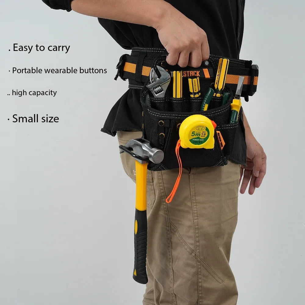 TOOLSTACK Mini Utility Toolkit Quality Hardwear Carpenter Work Tools Bag Quick-Hook Service Kit Hammer & Screwdriver Waist Pouch