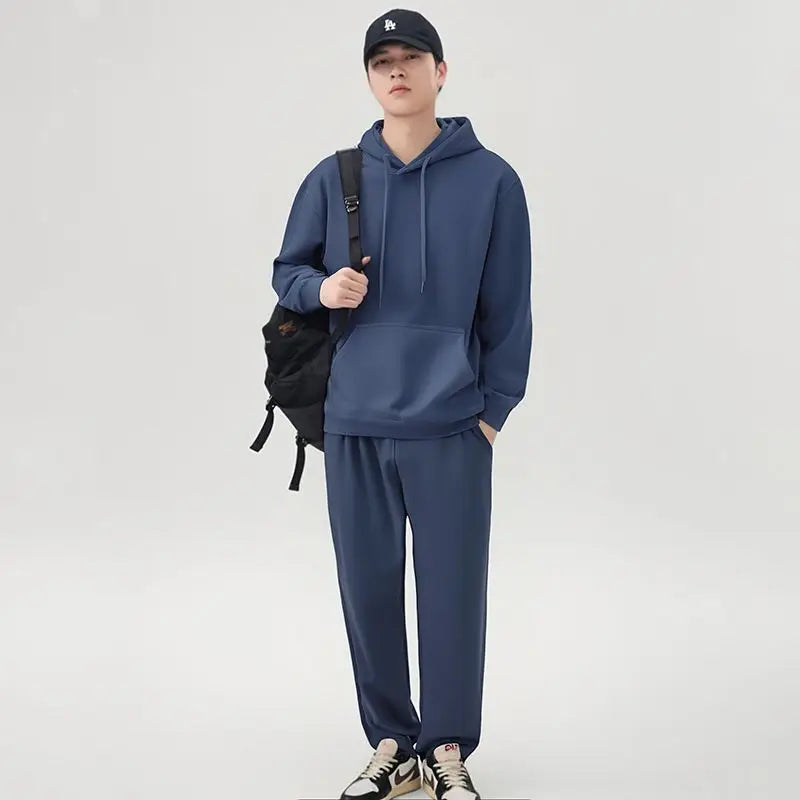 2026 Men's New Straight-Leg Casual Suit Trendy Hooded Sweatshirt and Sweatpants Loose Fit Versatile Casual Autumn Sports Suit